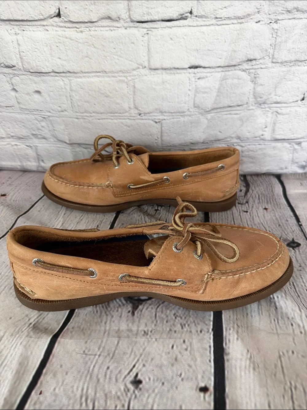 Men's Sperry Topsiders Tan Leather Boat Shoes - Classic Lace-Up Casual